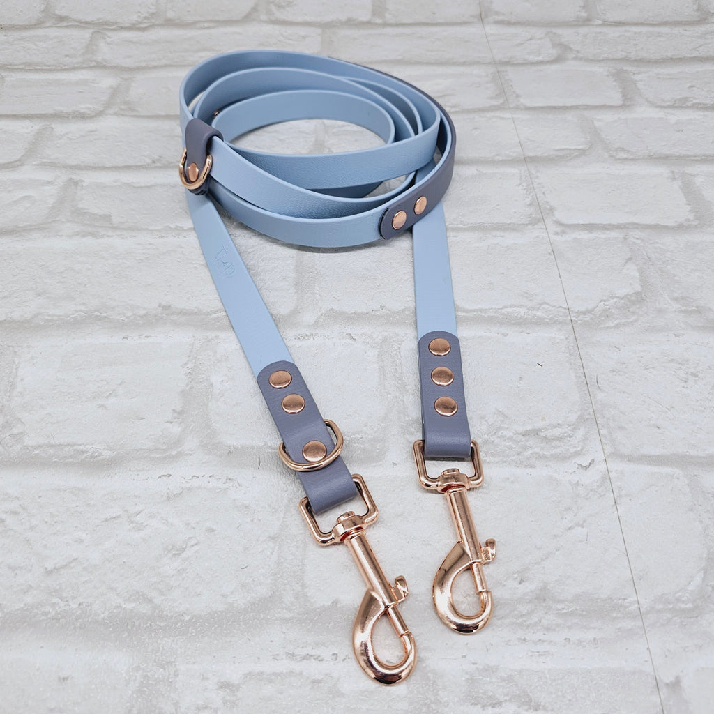 Pastel Blue & Grey - Waterproof BioThane© handsfree Dog Training Lead