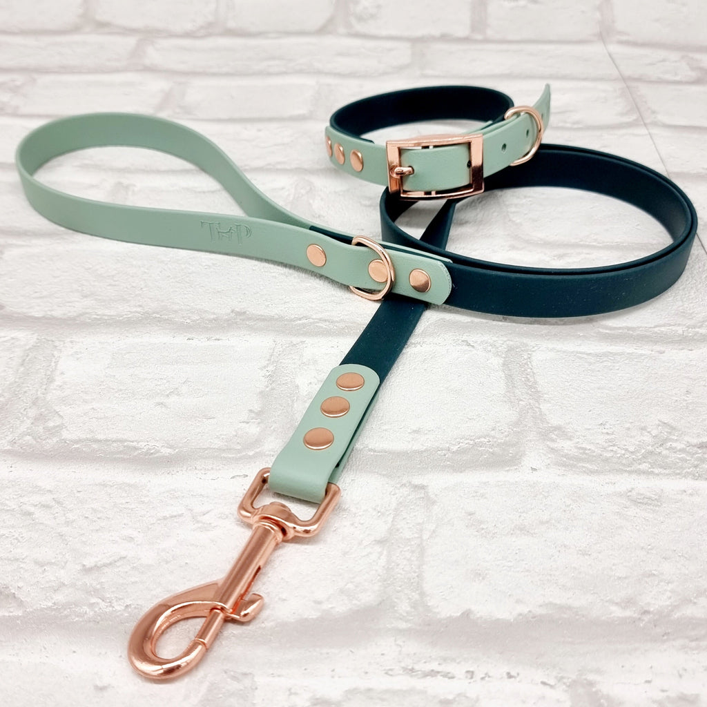 Dark Green & Sage - Waterproof BioThane© two-coloured Dog Collar