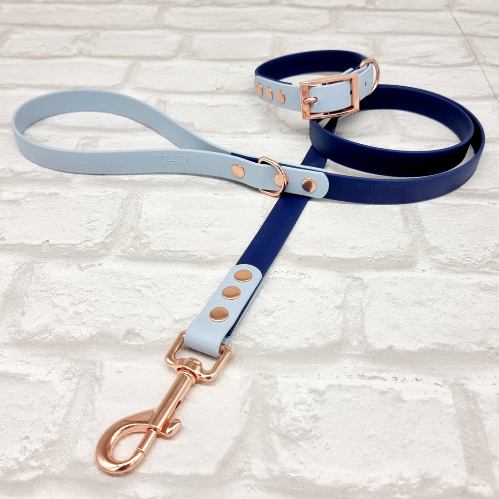 Navy & Pastel Blue - Waterproof BioThane© two-coloured Dog Collar