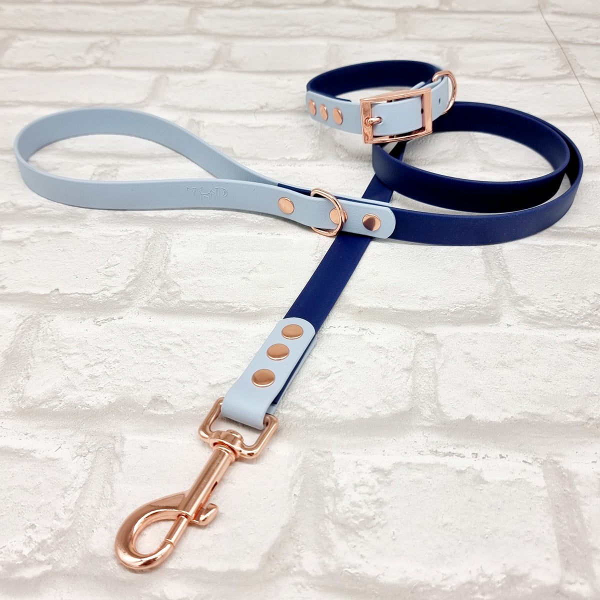 Navy & Pastel Blue - Waterproof BioThane© two-coloured Dog Collar