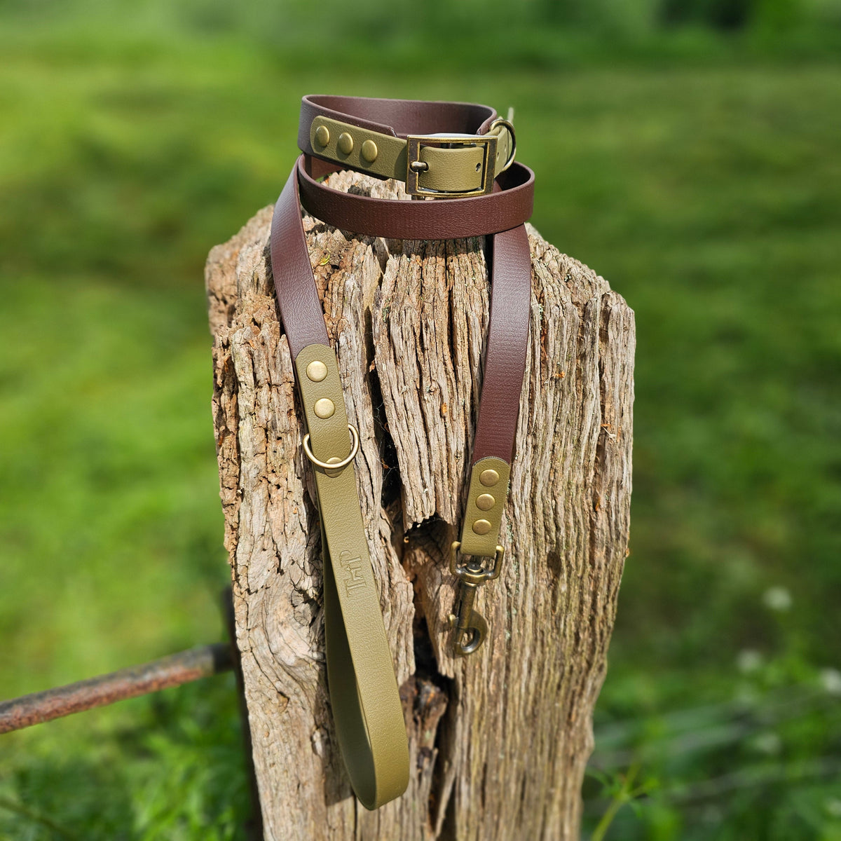 Dark Brown & Olive - Waterproof BioThane© two-coloured Dog Collar