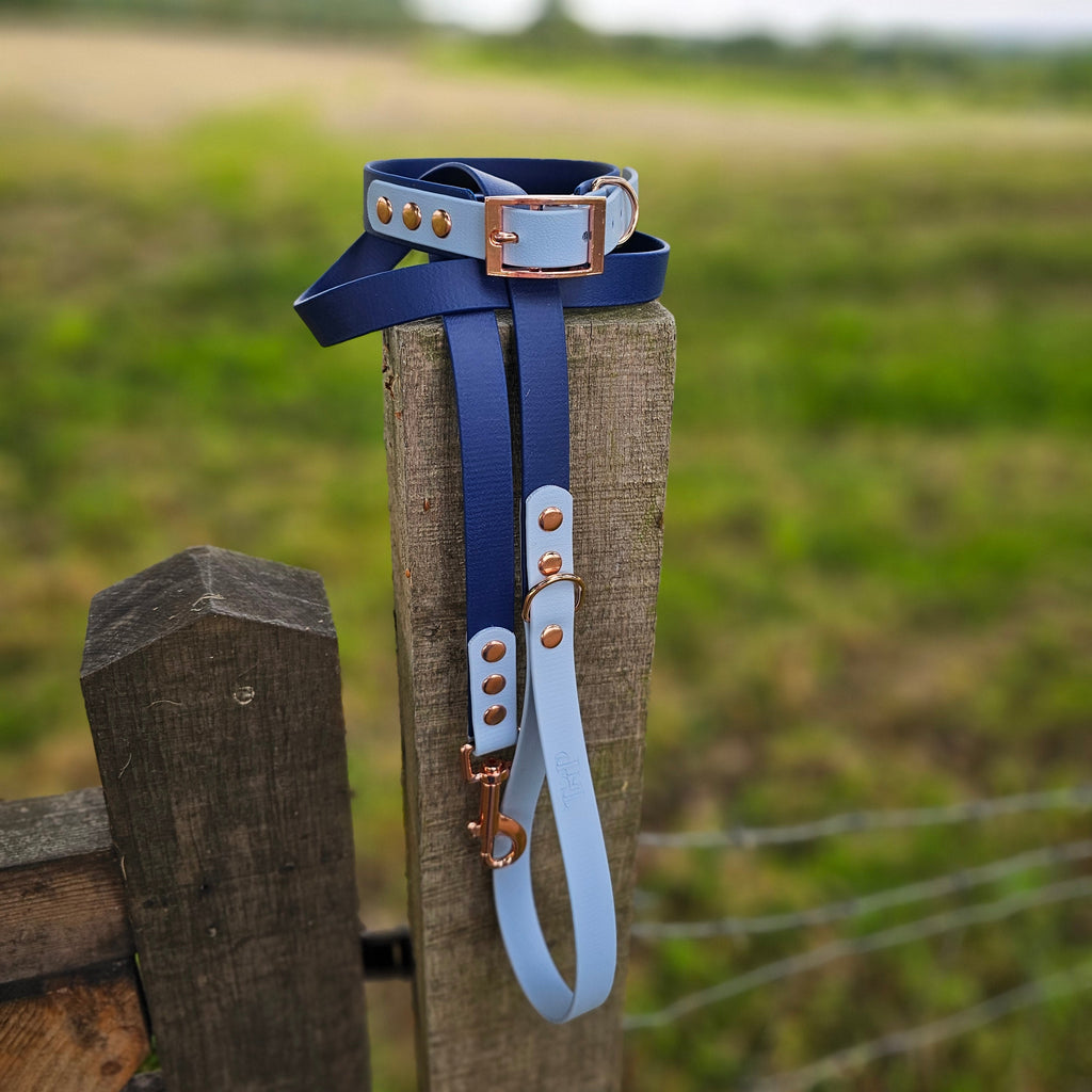 Navy & Pastel Blue - Waterproof BioThane© two-coloured Dog Collar