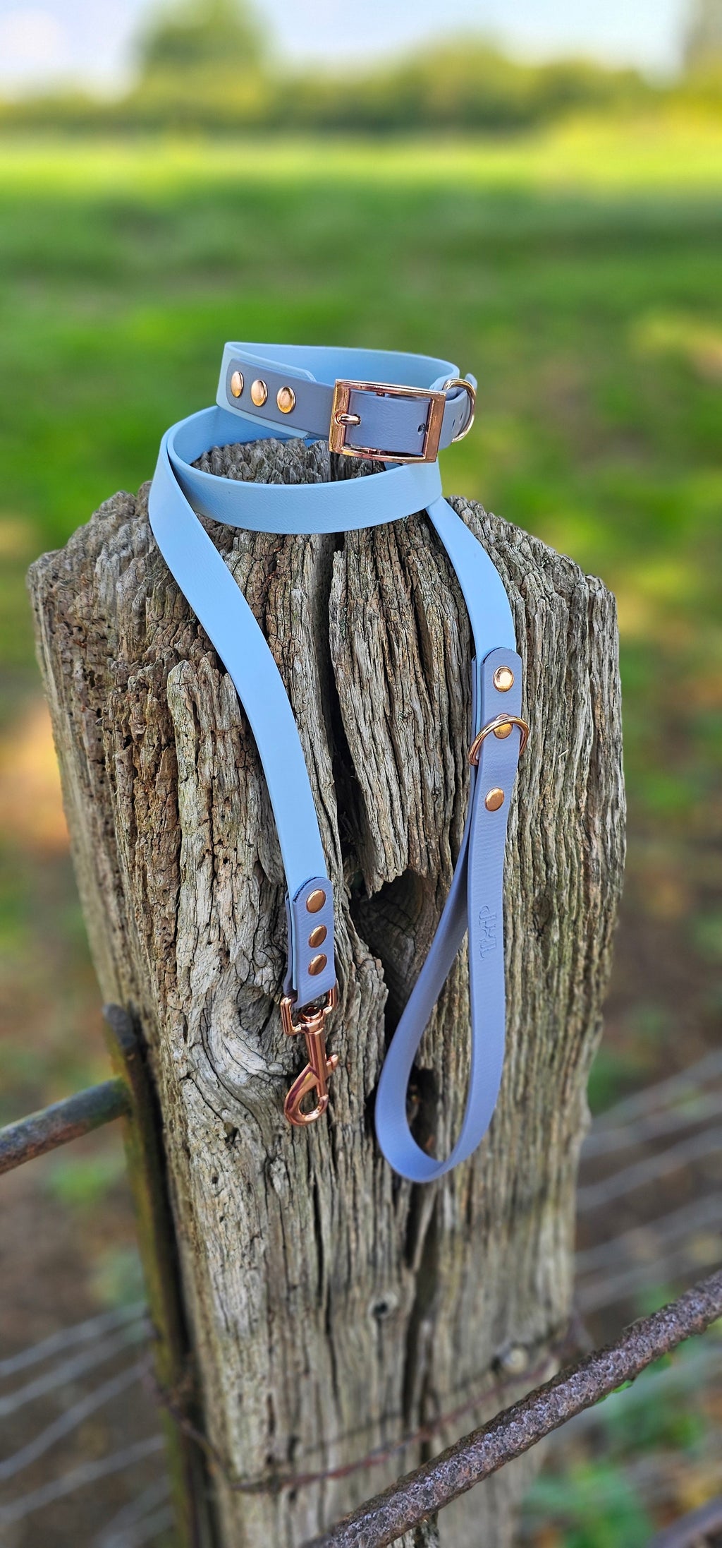 Pastel Blue & Grey - Waterproof BioThane© two-coloured Dog Collar