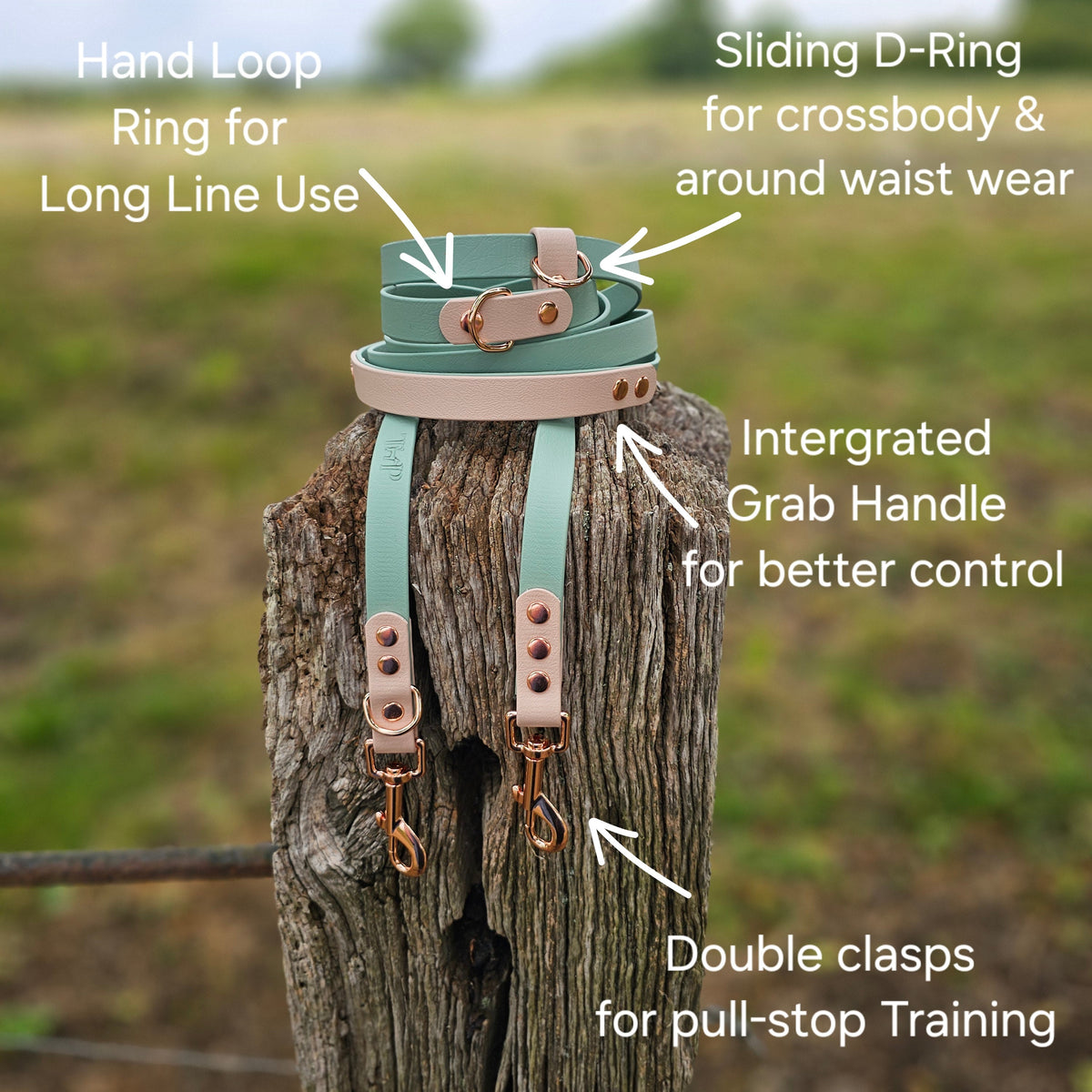 Burgundy & Dark Brown - Waterproof BioThane© handsfree Dog Training Lead