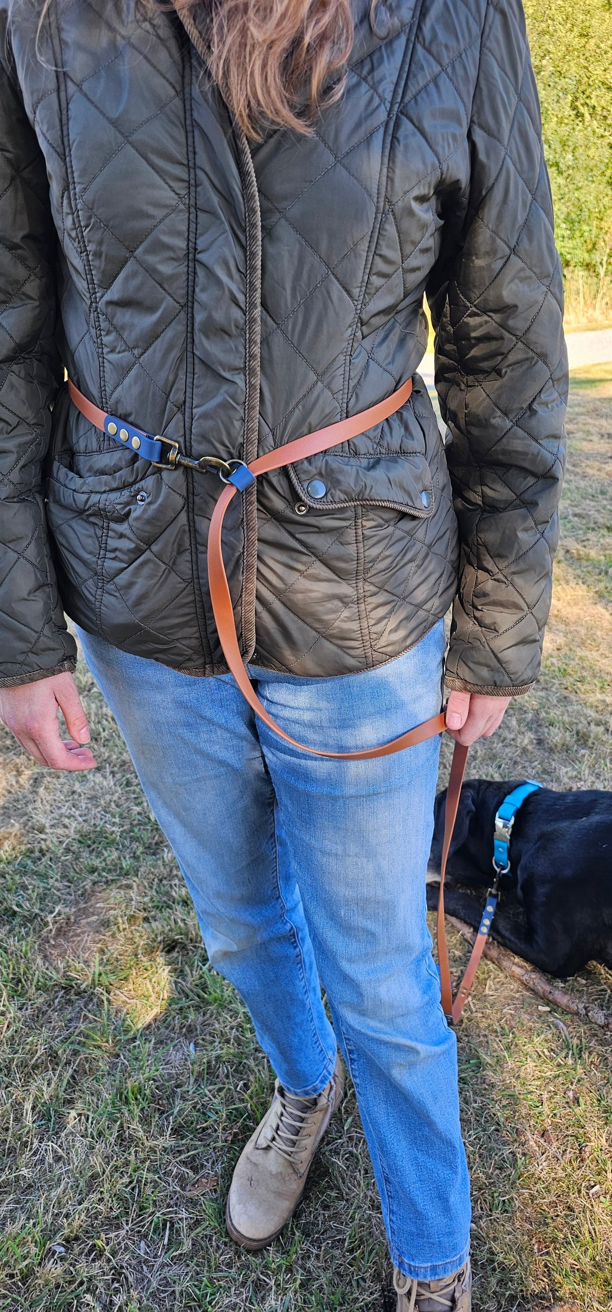 Burgundy & Dark Brown - Waterproof BioThane© handsfree Dog Training Lead