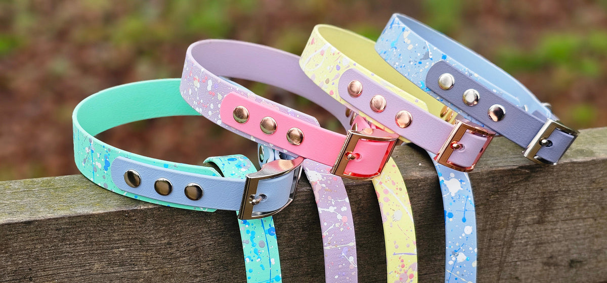 Petal Blossom - Waterproof BioThane© Splatter Dog Collar - Pastel Collection