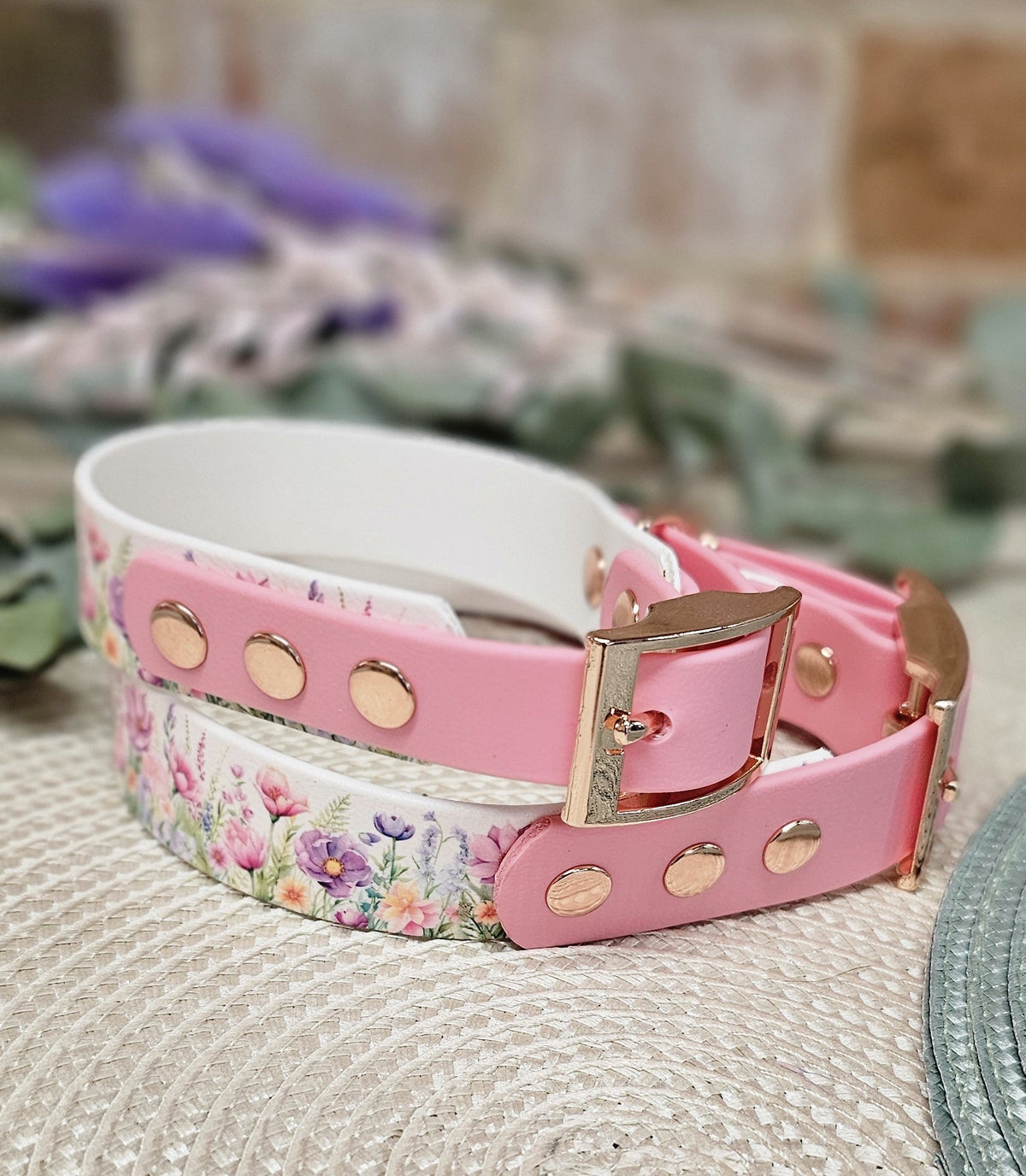Pink Blossom - Printed Waterproof BioThane© Dog Collar