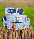 Forest Friends - Printed Waterproof BioThane® Sighthound Collar / wide-fit Dog Collar