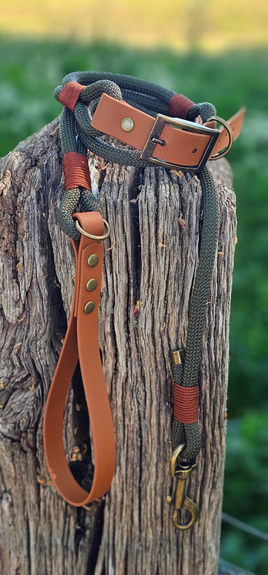 Army Green & Tan - Classic Rope Dog Collar