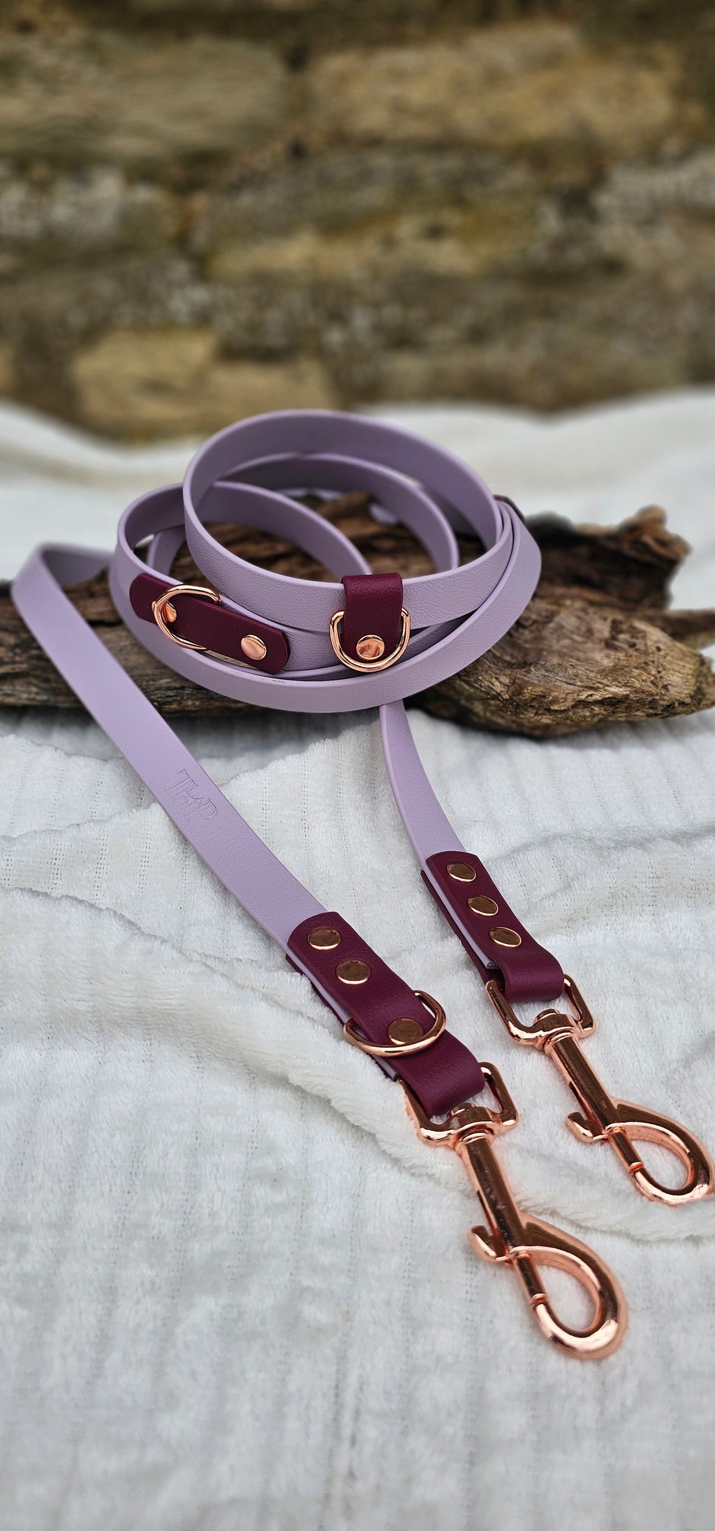 Lilac & Burgundy - Waterproof BioThane© handsfree Dog Training Lead