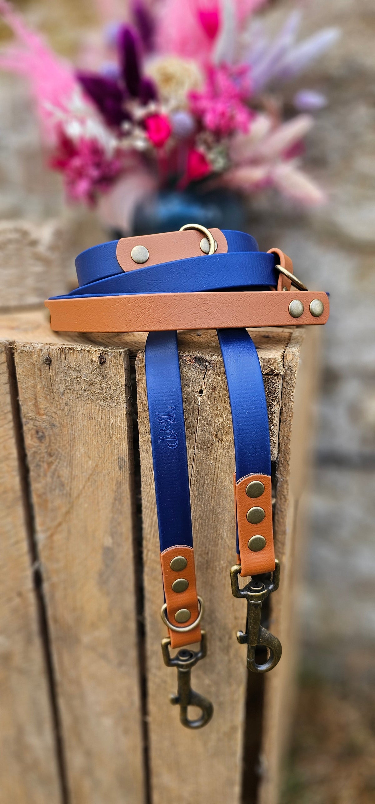 Navy & Tan - Waterproof BioThane© handsfree Dog Training Lead