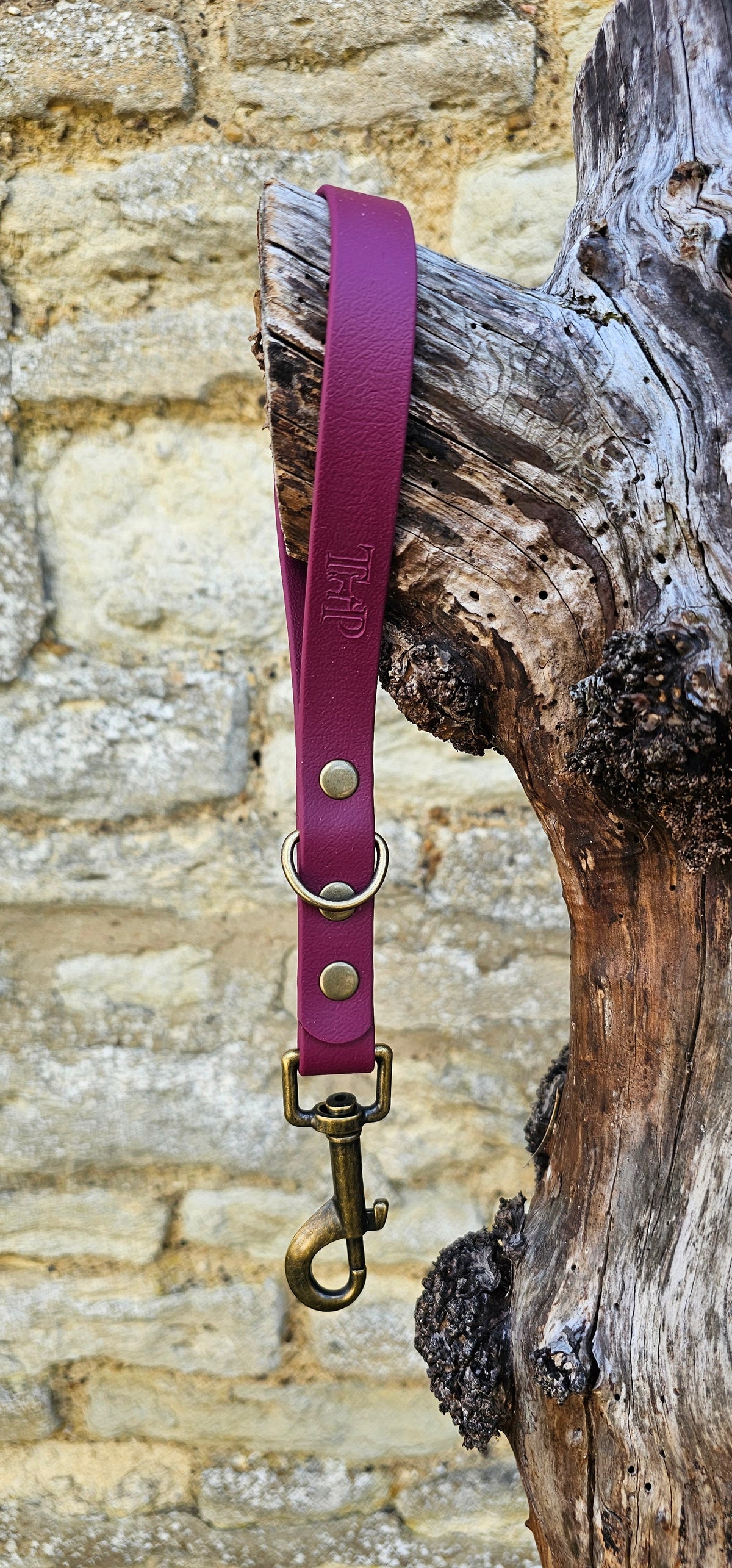 Burgundy - Waterproof BioThane® Short Dog Control Lead / Dog Traffic Handle