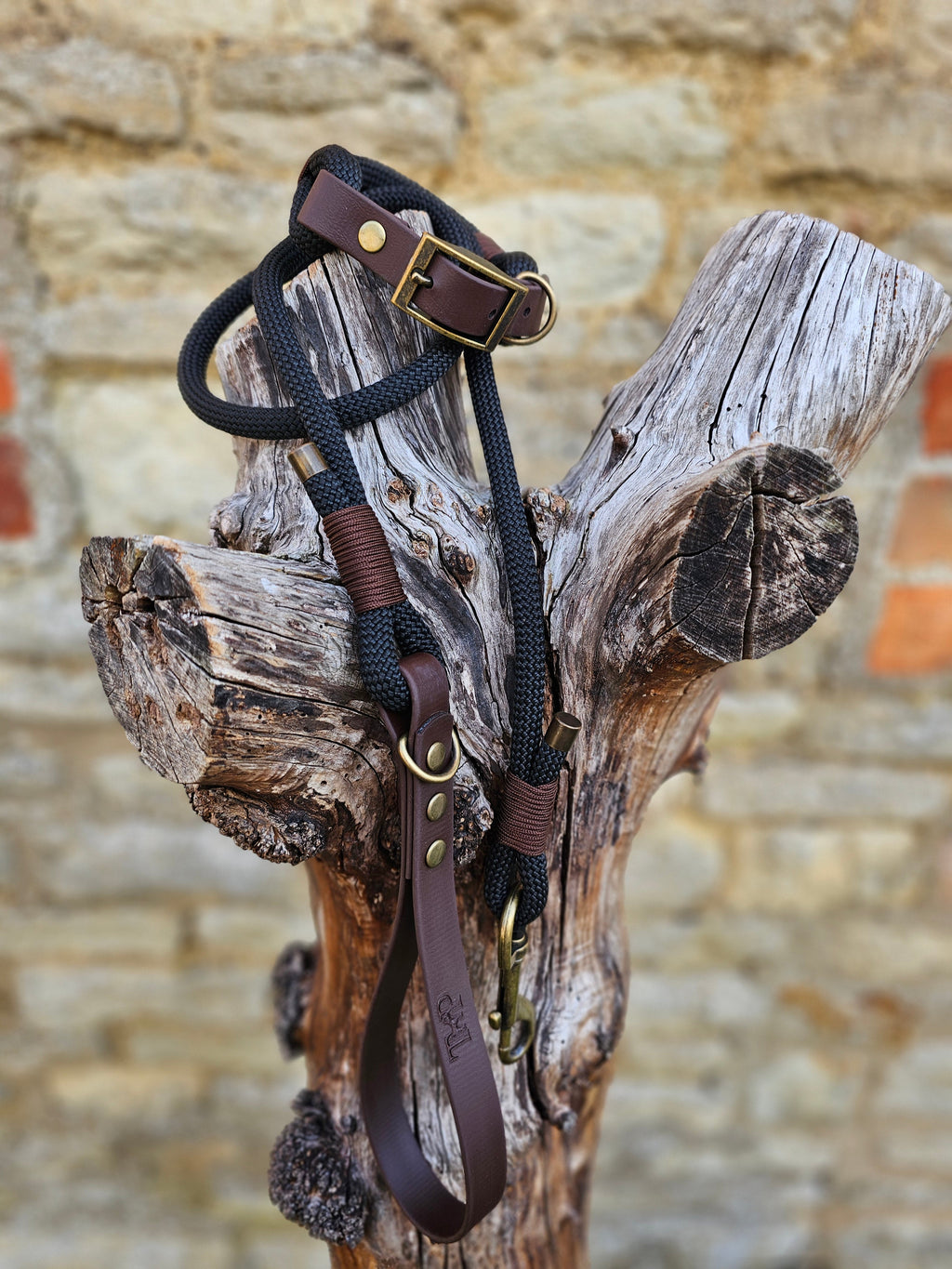 Black & Dark Brown - Classic Rope Dog Collar