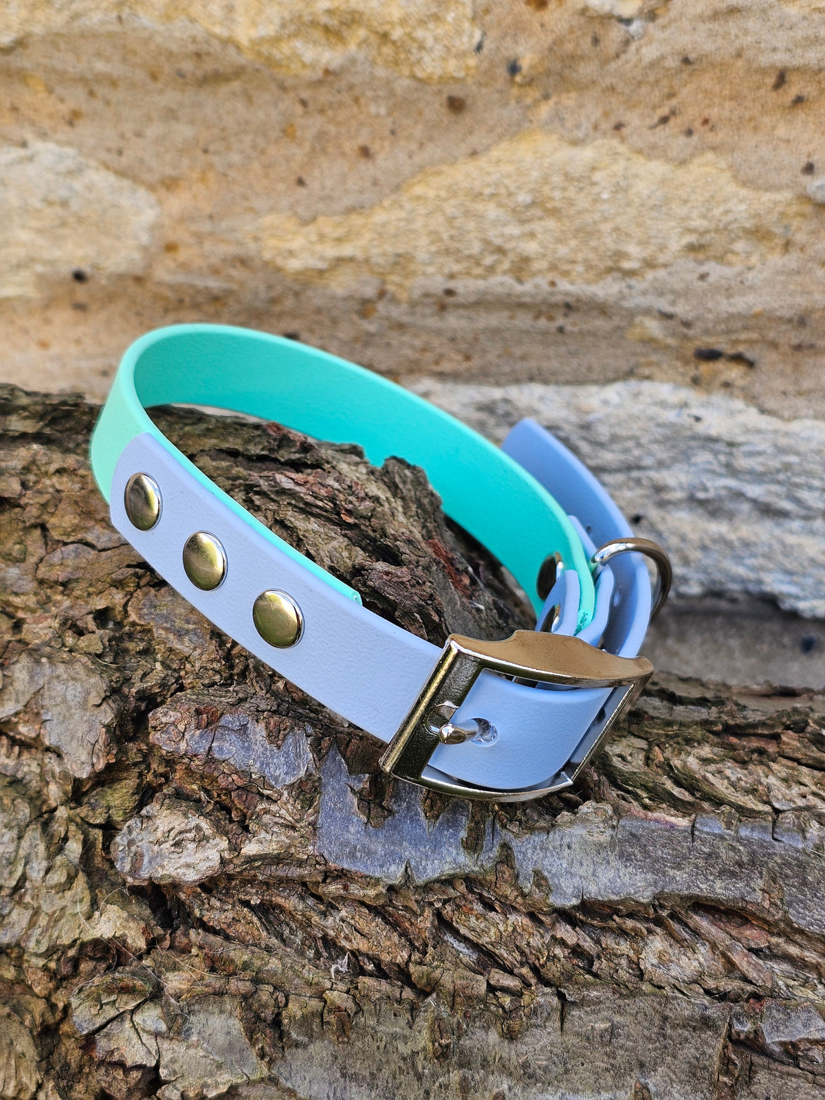 Mint & Pastel Blue - Waterproof BioThane© two-coloured Dog Collar