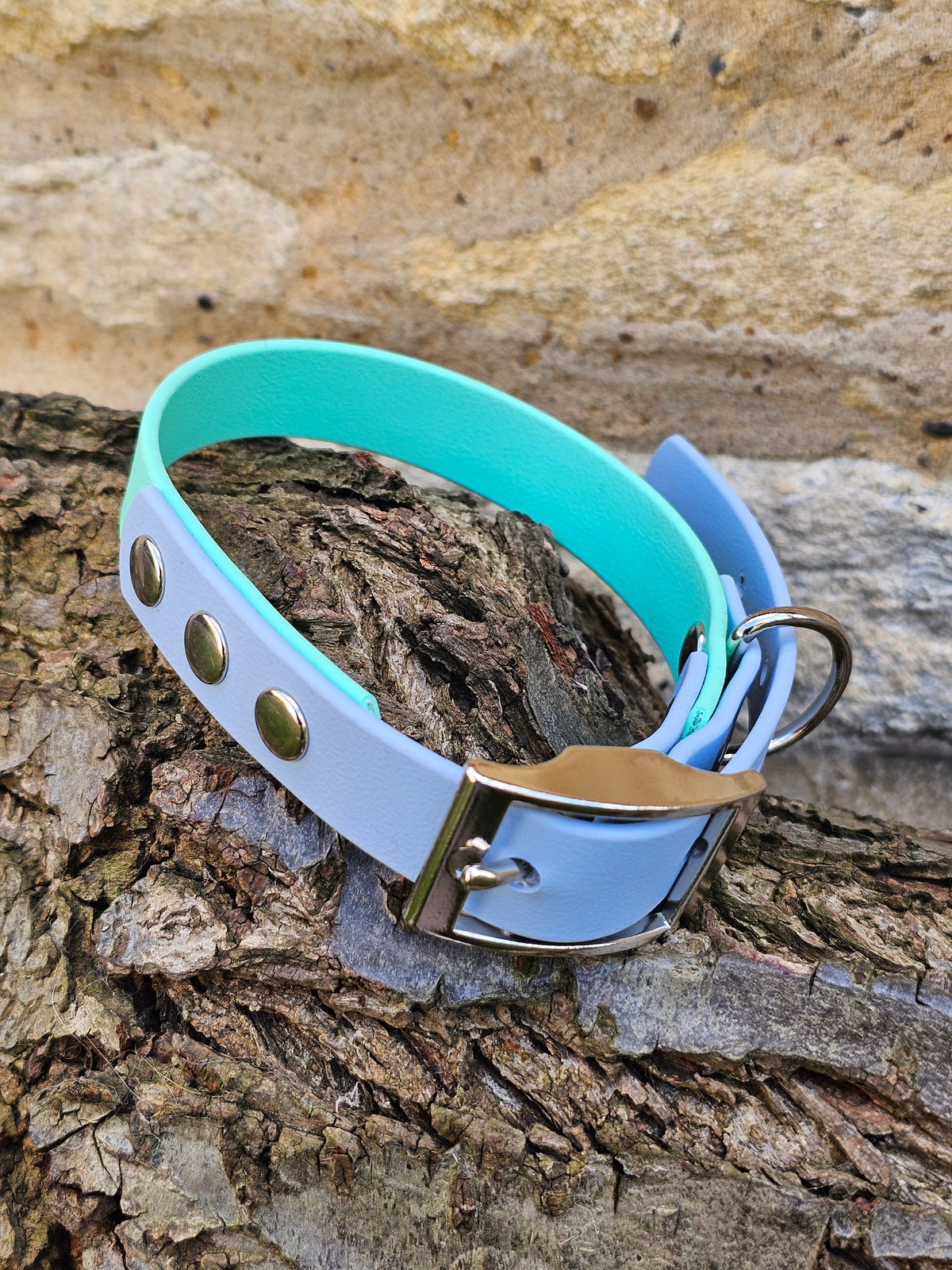 Mint & Pastel Blue - Waterproof BioThane© two-coloured Dog Collar