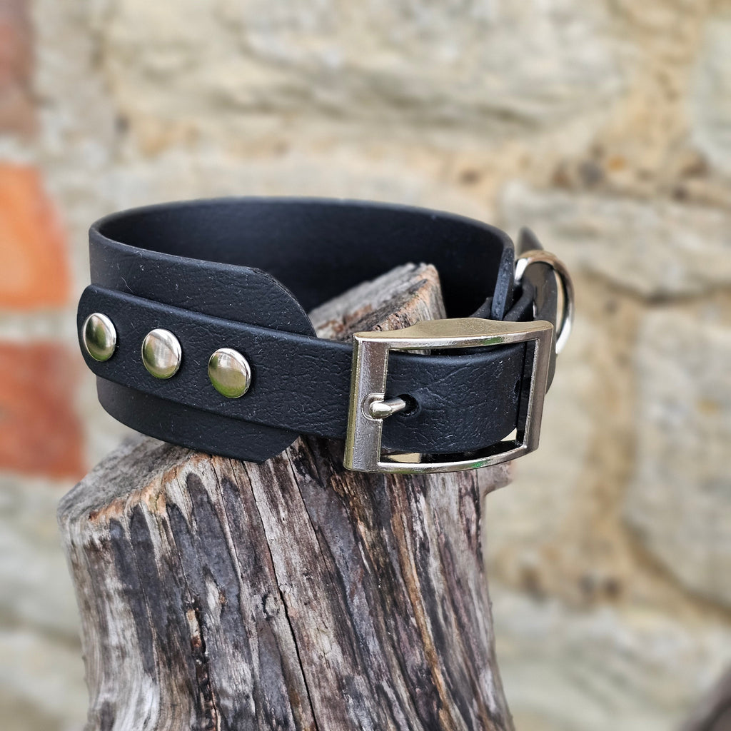 Black - Waterproof BioThane® Sighthound Collar / wide-fit Dog Collar