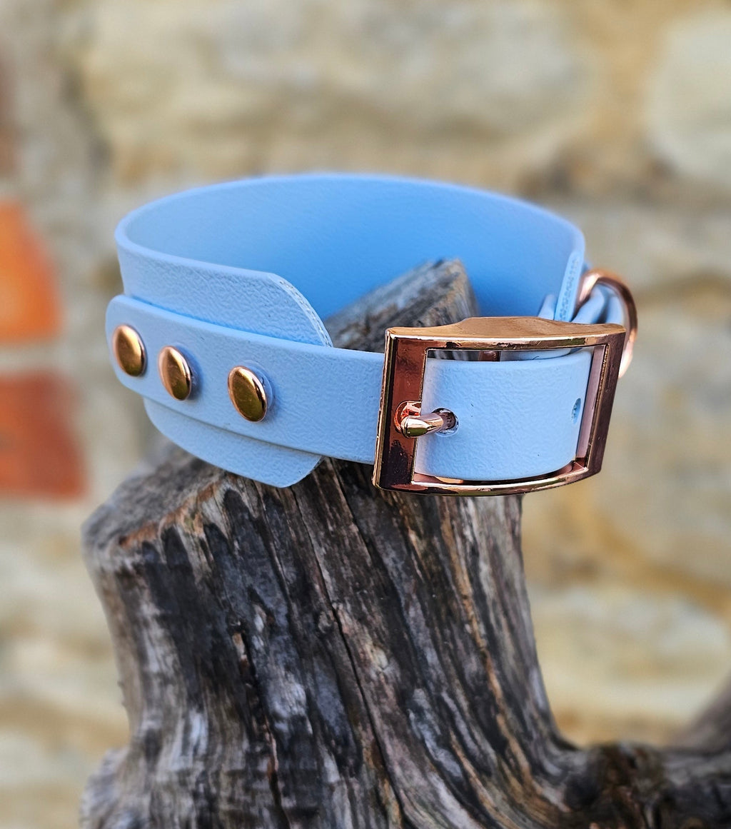 Pastel Blue - Waterproof BioThane® Sighthound Collar / wide-fit Dog Collar