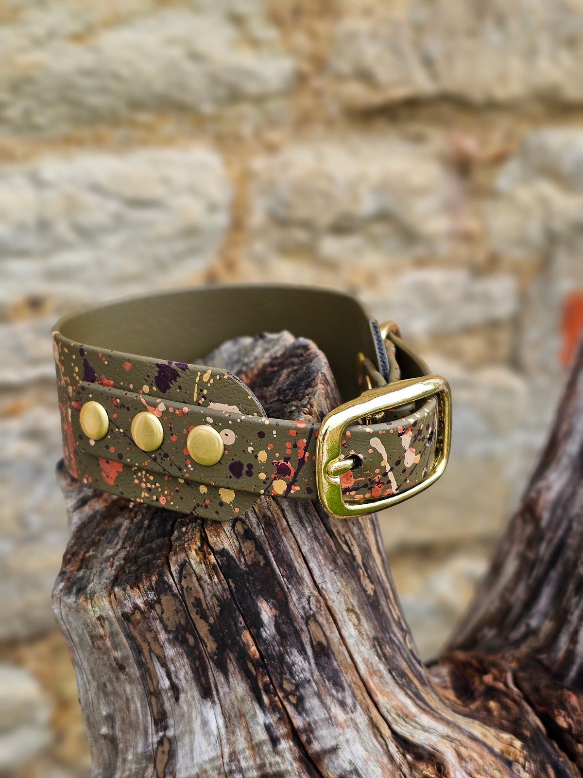 Olive Celestial - Splatter Sighthound / Wide Dog Collars