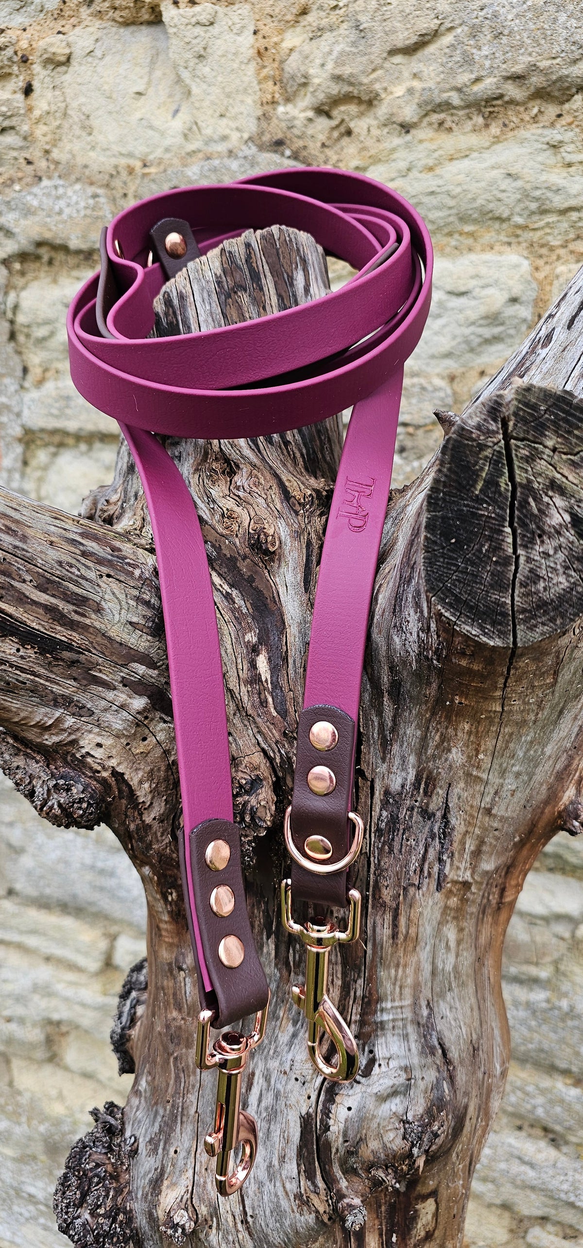 Burgundy & Dark Brown - Waterproof BioThane© handsfree Dog Training Lead