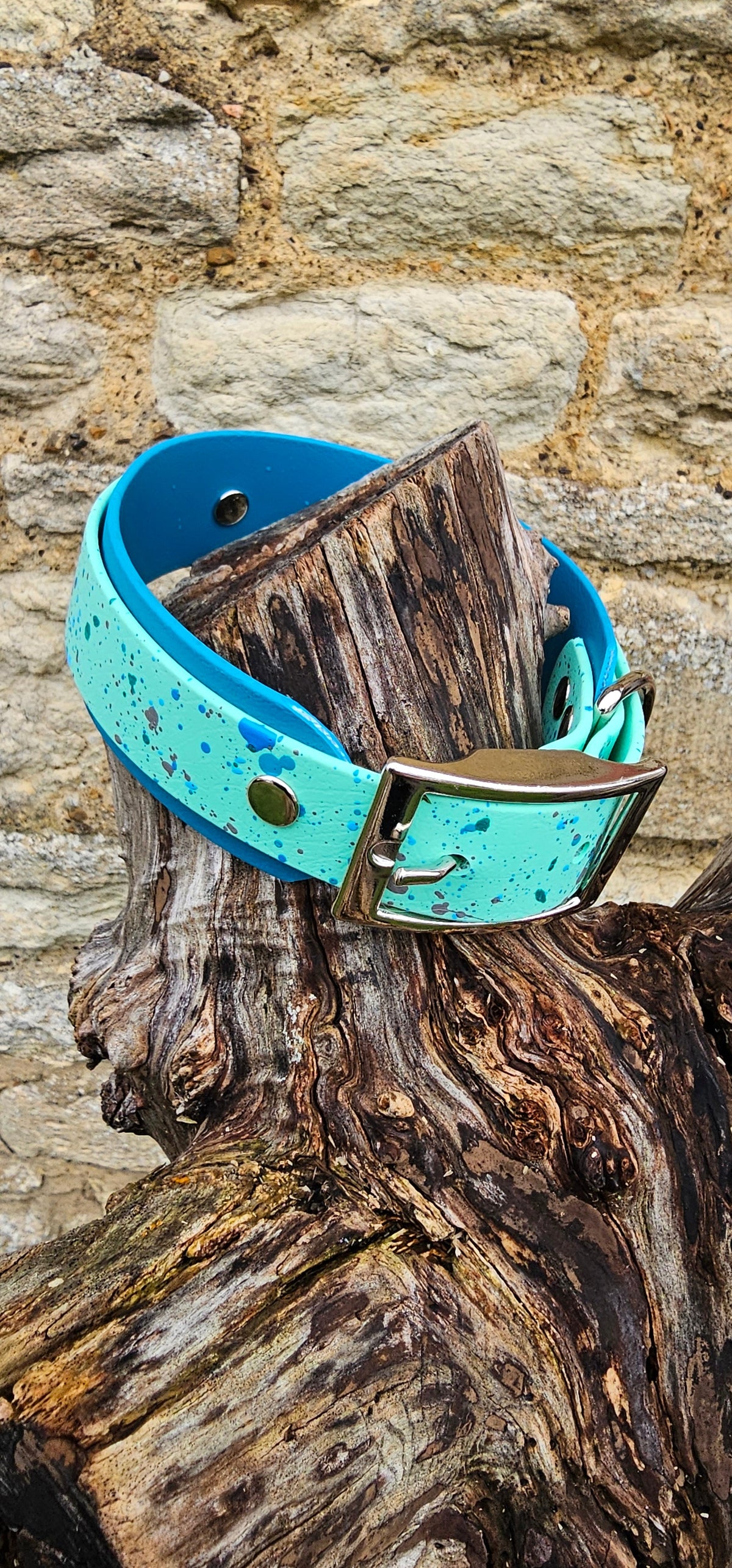Sea Glass - Statement Splatter Wrap Waterproof BioThane© Dog Collar