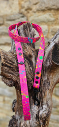 Magenta - Waterproof BioThane© Neon Splatter Dog Lead