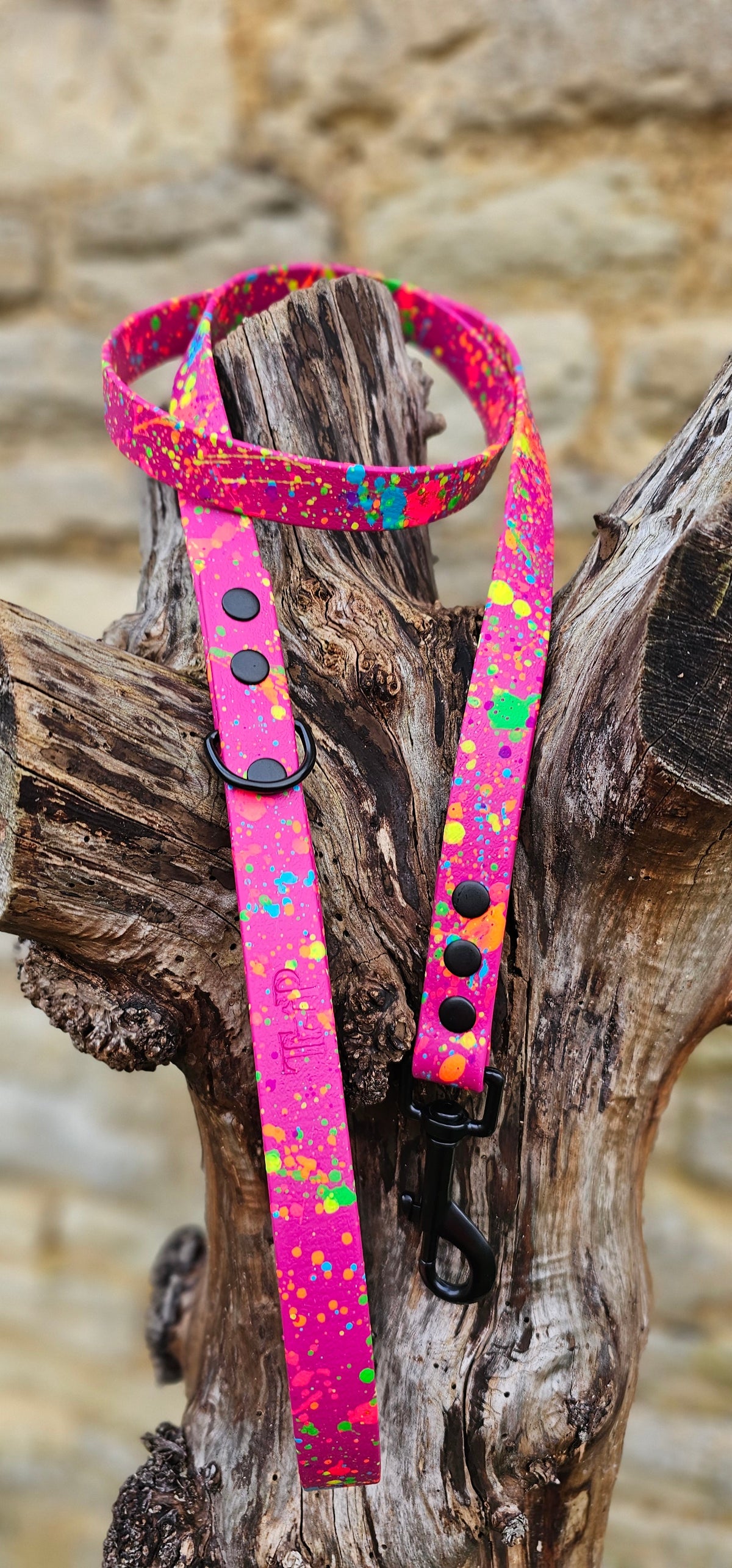 Magenta - Waterproof BioThane© Neon Splatter Dog Lead