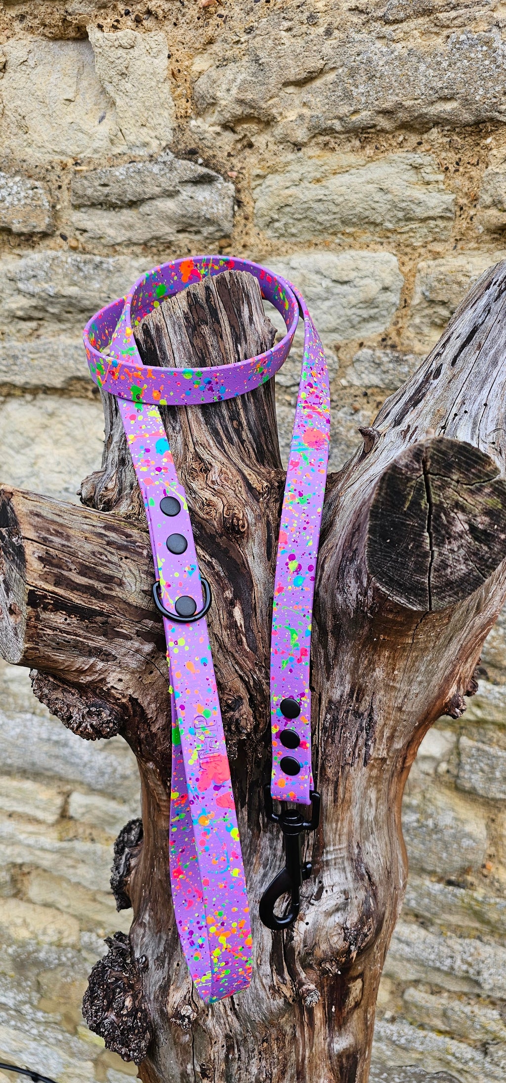 Amethyst - Waterproof BioThane© Neon Splatter Dog Lead
