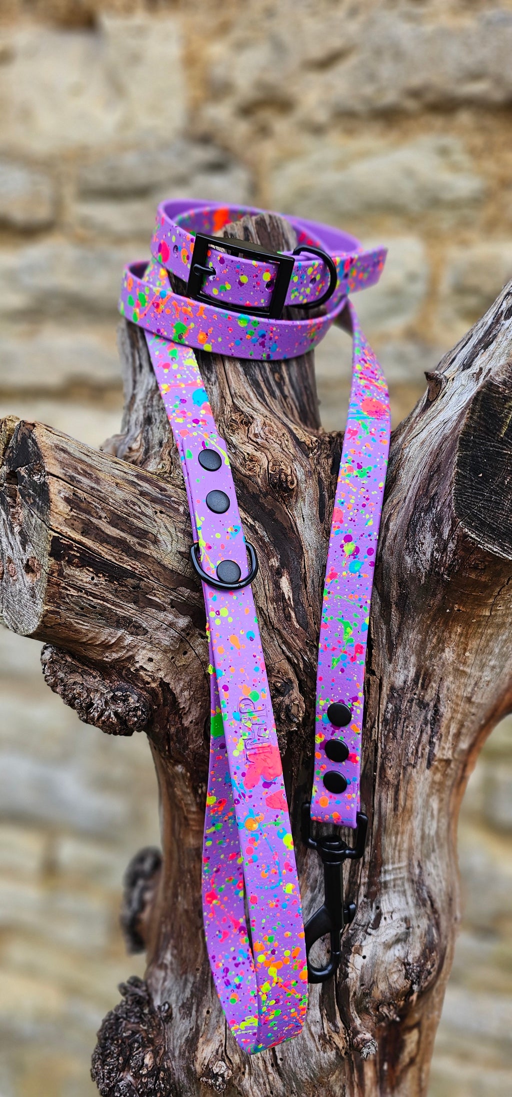 Amethyst - Waterproof BioThane© Neon Splatter Dog Lead