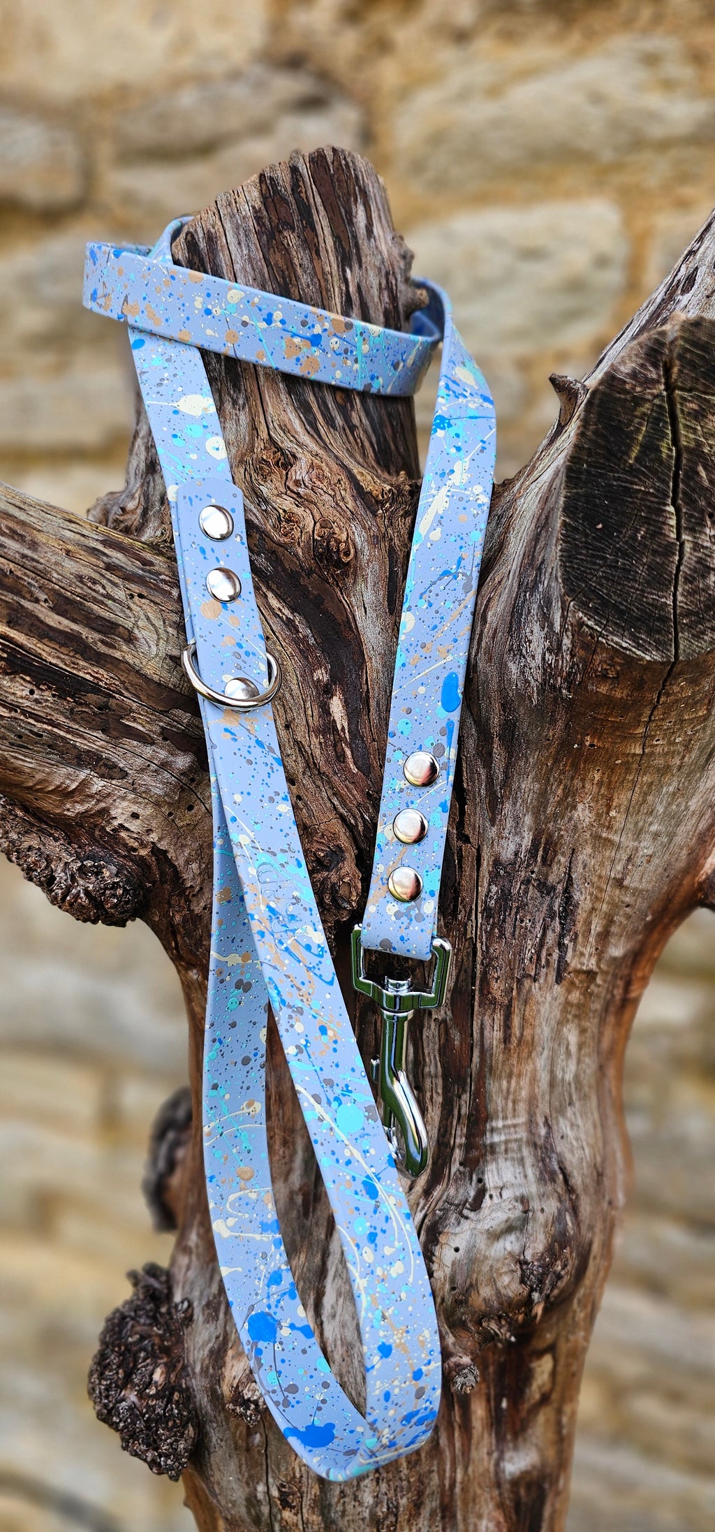 Pastel Blue - Waterproof BioThane© Pastel Splatter Dog Lead