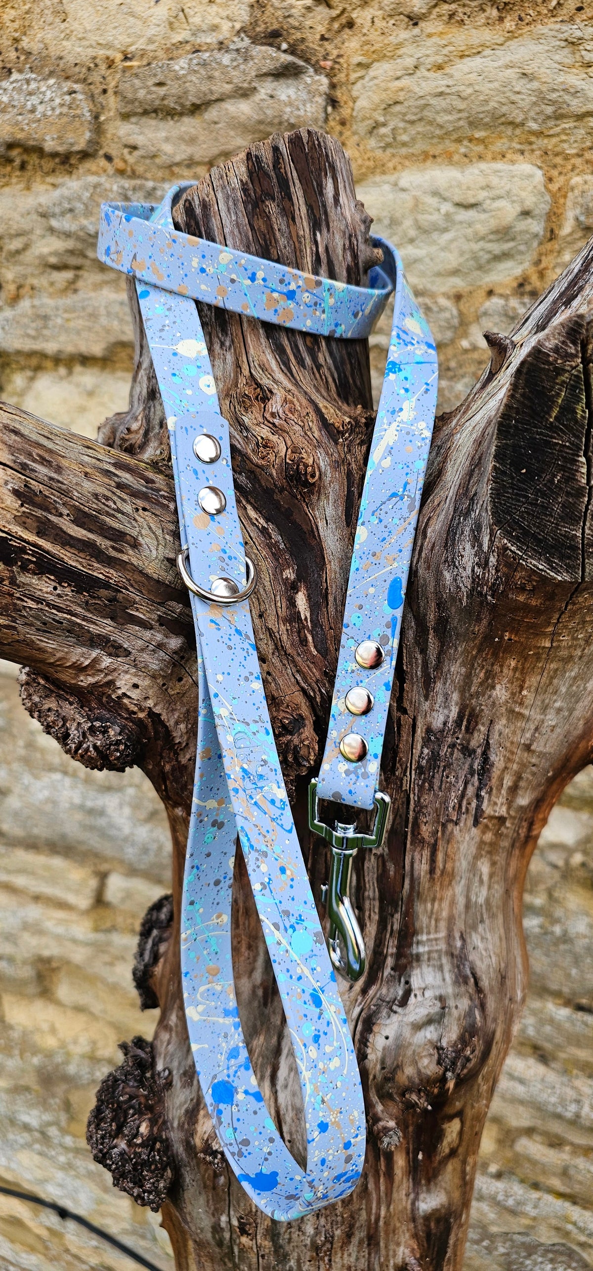 Pastel Blue - Waterproof BioThane© Pastel Splatter Dog Lead
