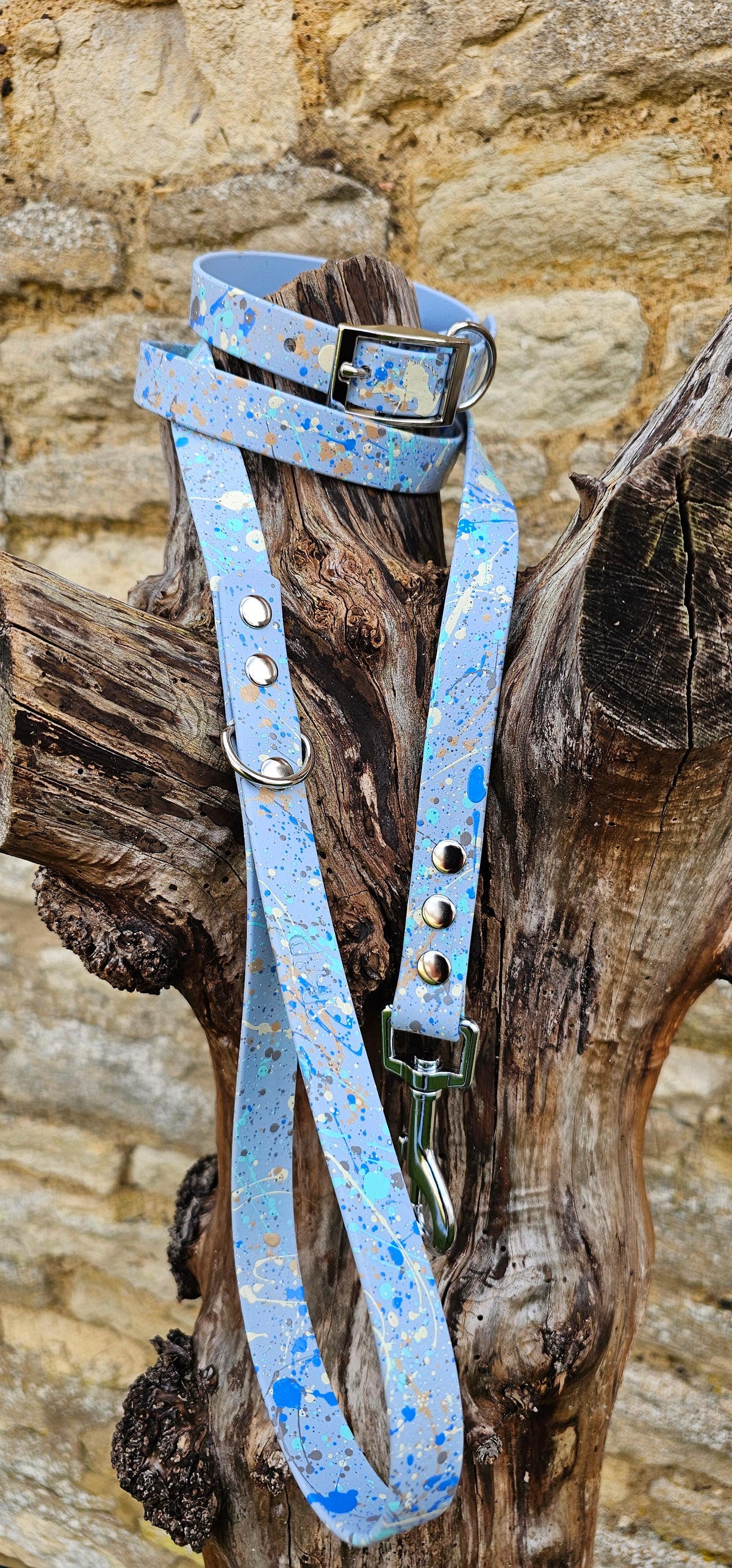Pastel Blue - Waterproof BioThane© Pastel Splatter Dog Collar