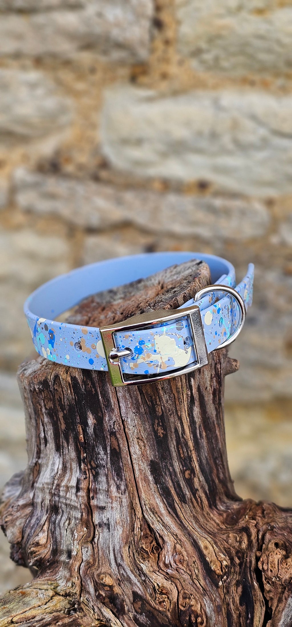 Pastel Blue - Waterproof BioThane© Pastel Splatter Dog Collar