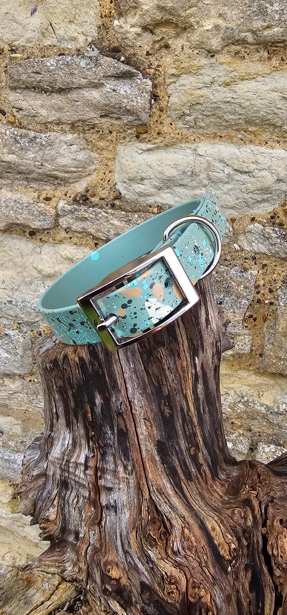 Sage - Waterproof BioThane© Pastel Splatter Dog Collar