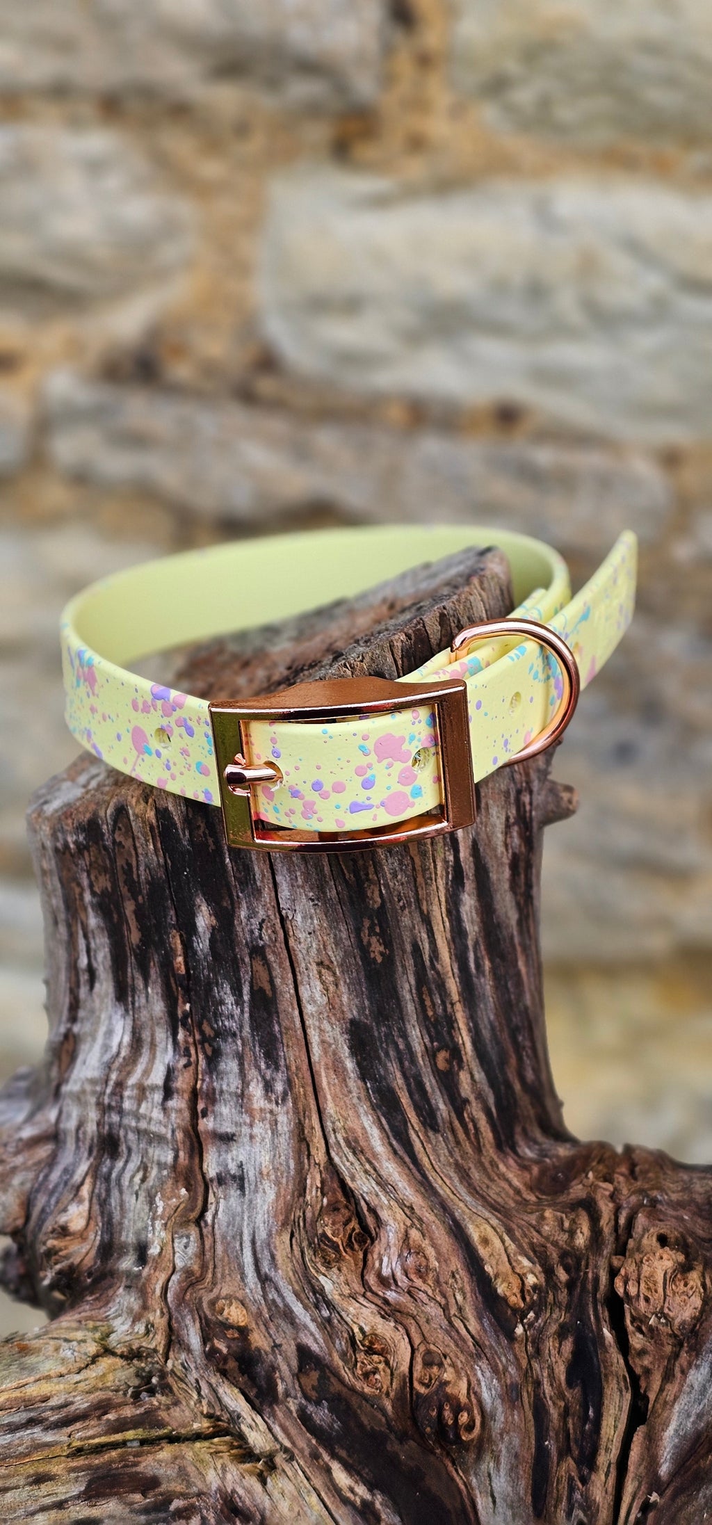 Lemon - Waterproof BioThane© Pastel Splatter Dog Collar