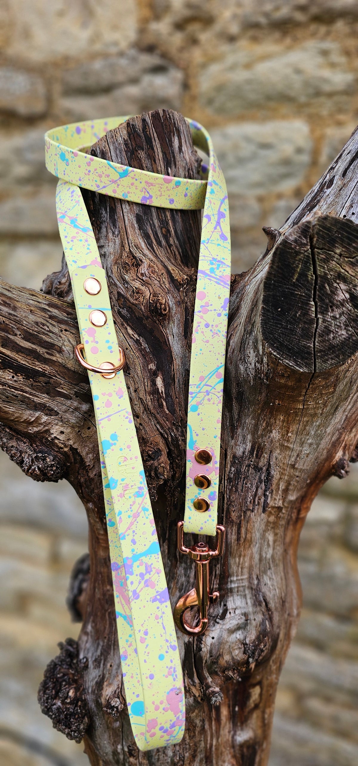 Lemon - Waterproof BioThane© Pastel Splatter Dog Lead