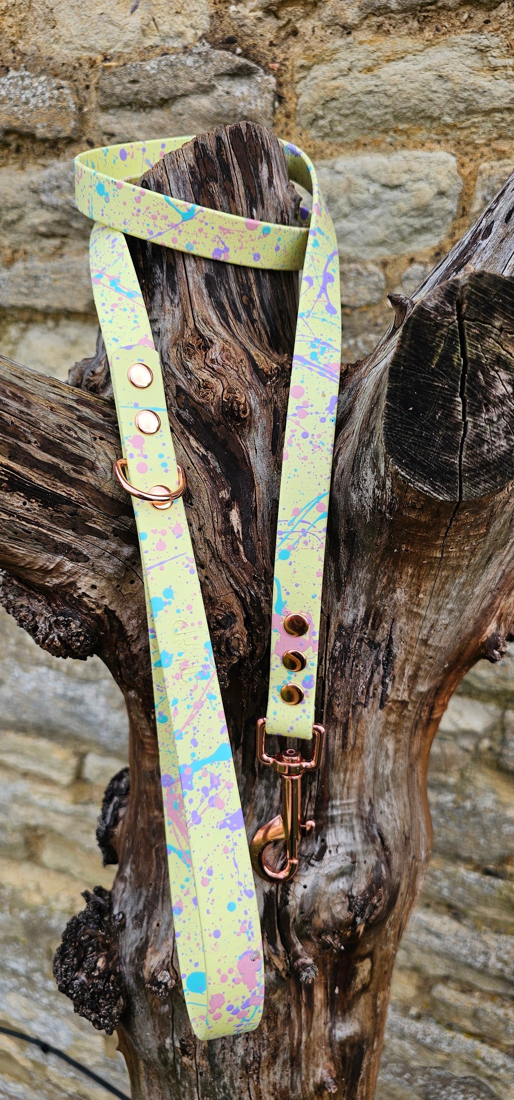 Lemon - Waterproof BioThane© Pastel Splatter Dog Lead
