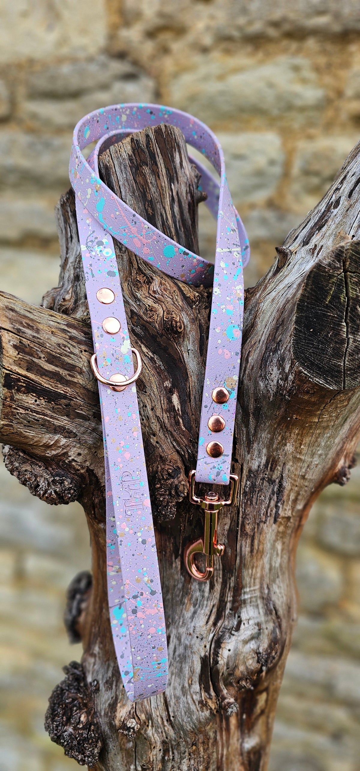 Lilac - Waterproof BioThane© Pastel Splatter Dog Lead