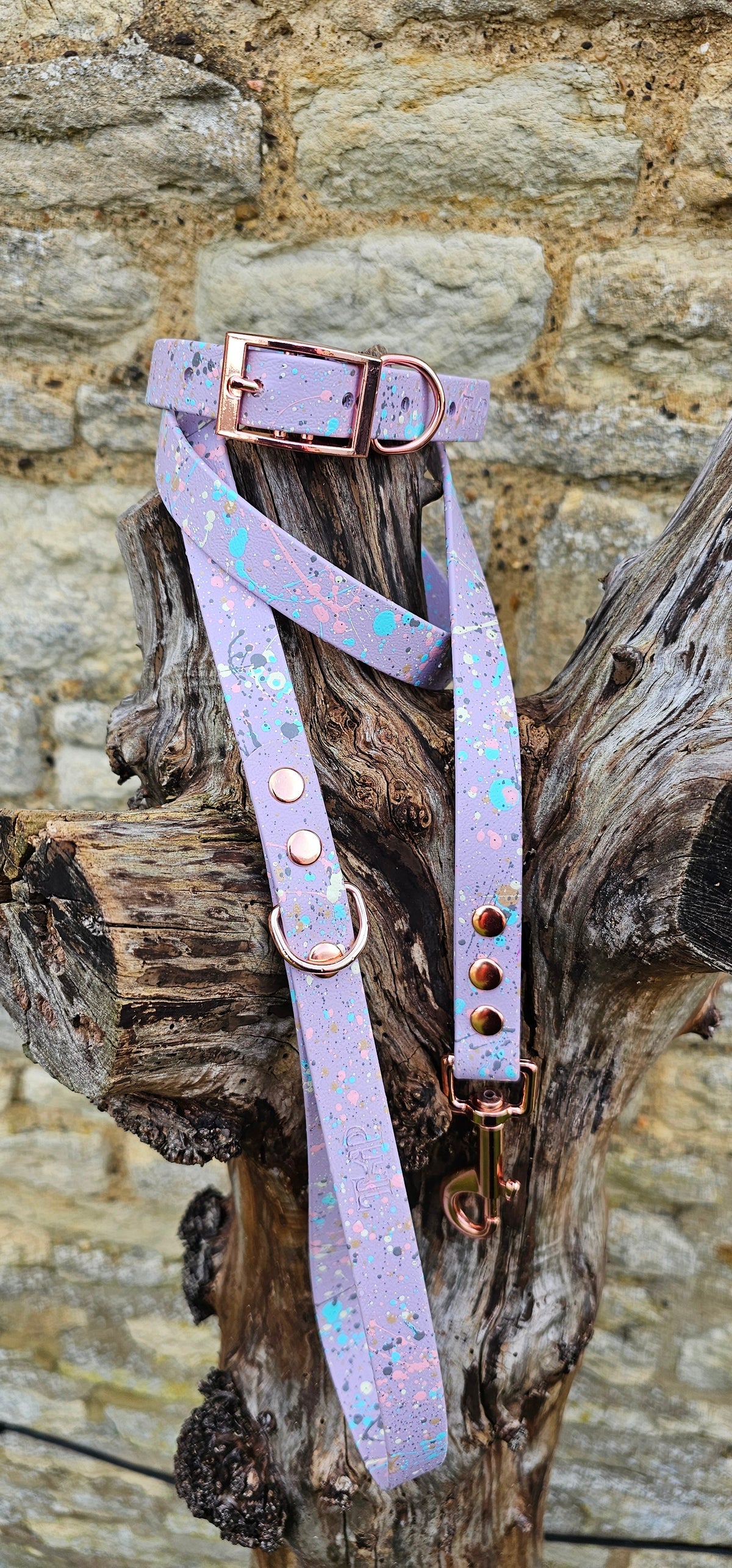 Lilac - Waterproof BioThane© Pastel Splatter Dog Collar