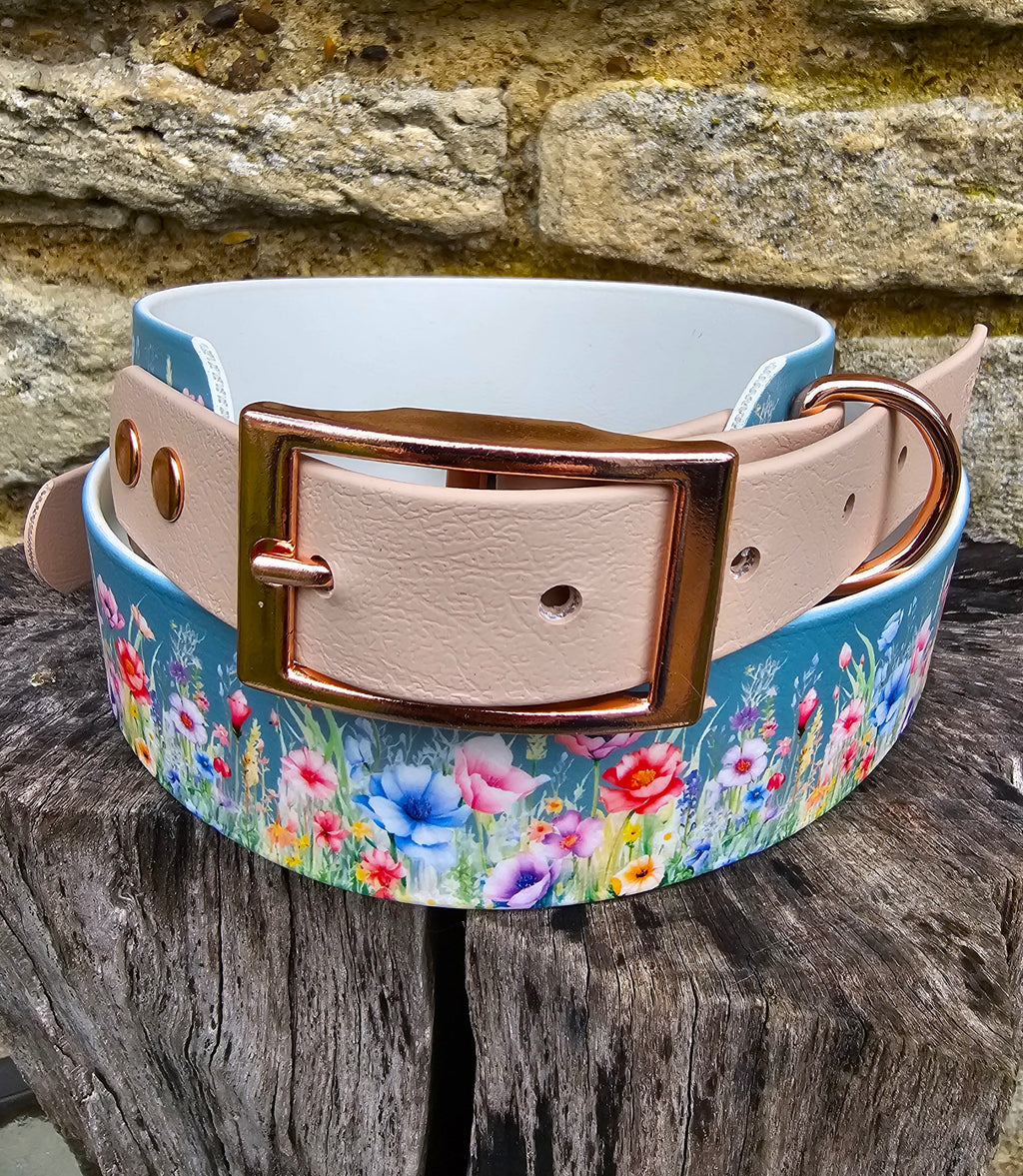 Cottage Garden – Waterproof BioThane® Sighthound Collar / wide-fit Dog Collar