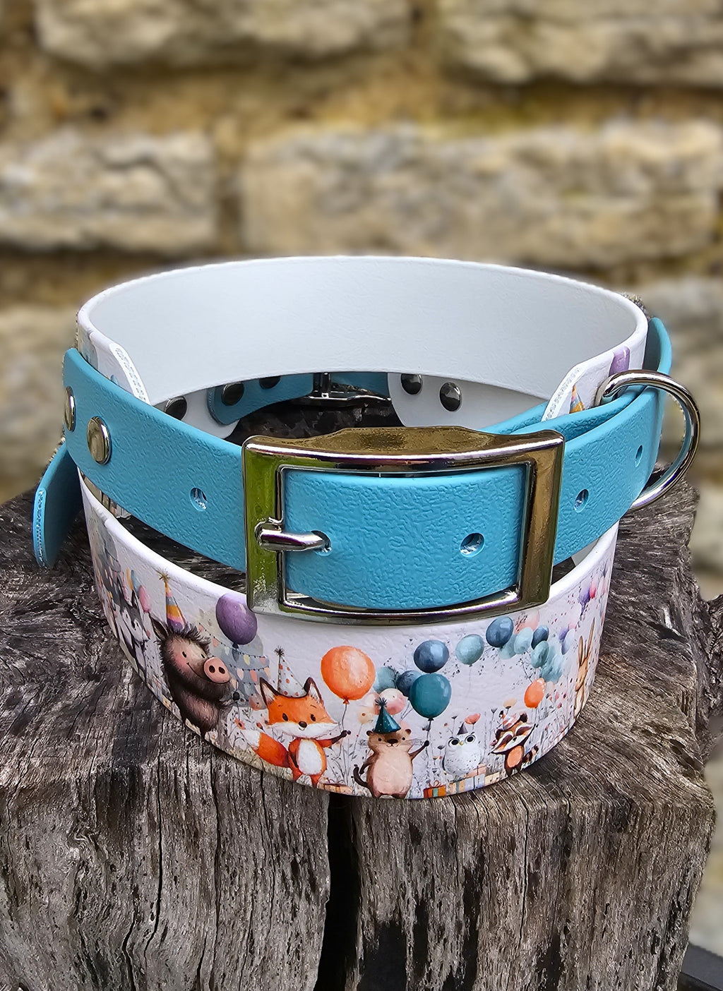 Woodland Party – Waterproof BioThane® Sighthound Collar / wide-fit Dog Collar